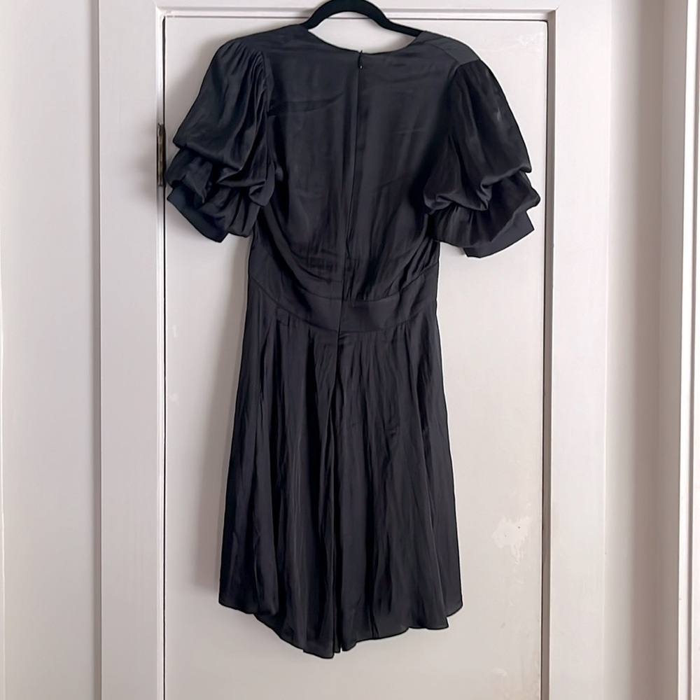 Zadig & Voltaire Royas Tiered Sleeve Satin Mini Dress in Black Size XS - Picture 8 of 14